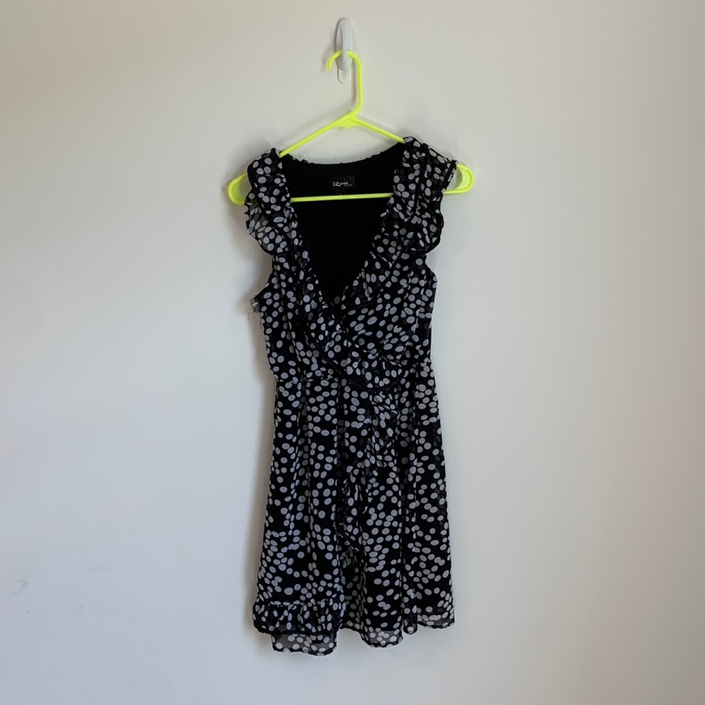 Black and white polka dot mini dress